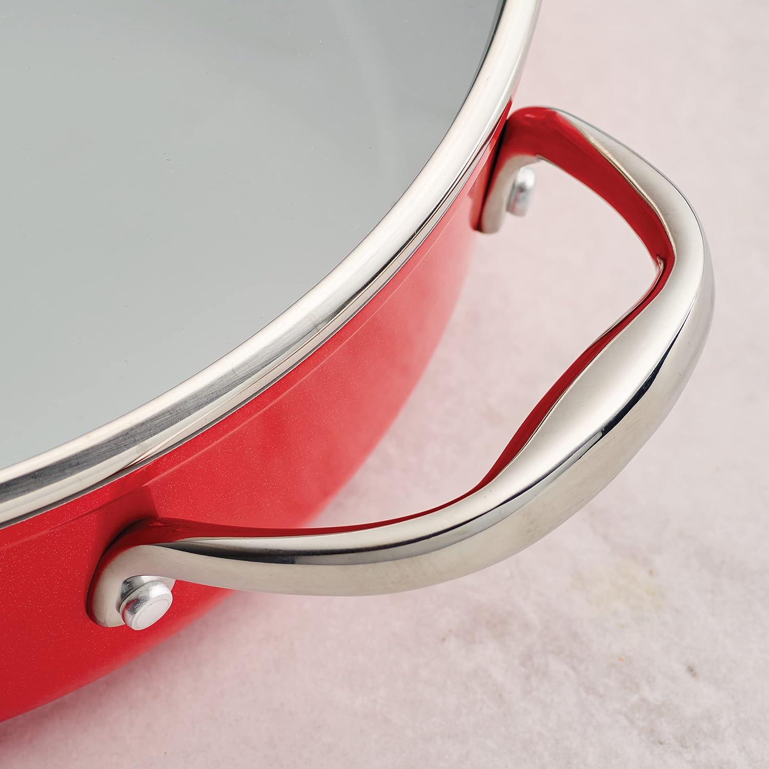 image:imageTramontina 10Piece Ceramic Non Stick Cookware Set with Lids HeavyGauge Aluminum Pots and Pans Kitchen Set with Ceramic Nonstick Coating Dishwasher and Oven Safe RedRed