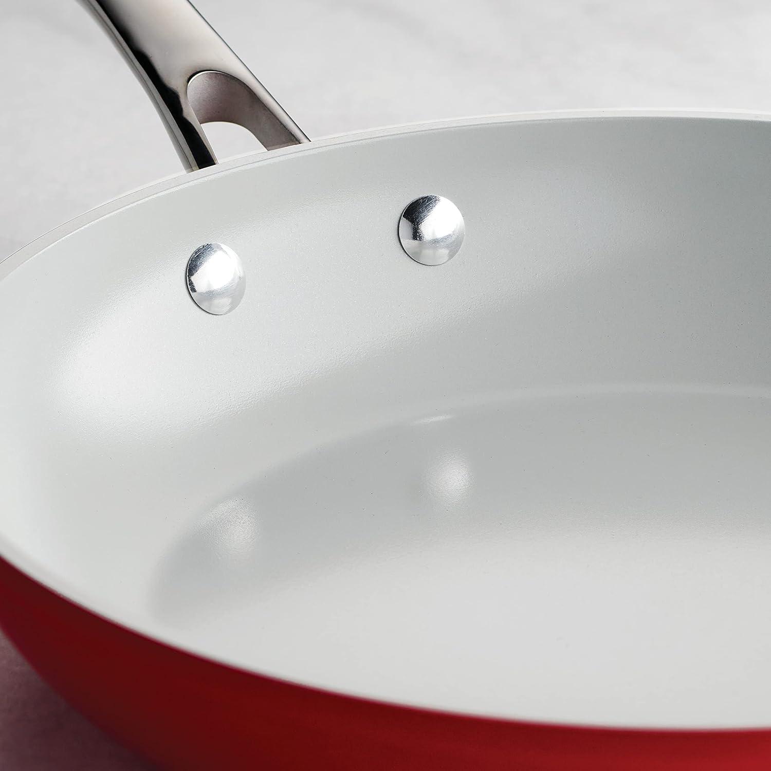 image:imageTramontina 10Piece Ceramic Non Stick Cookware Set with Lids HeavyGauge Aluminum Pots and Pans Kitchen Set with Ceramic Nonstick Coating Dishwasher and Oven Safe RedRed