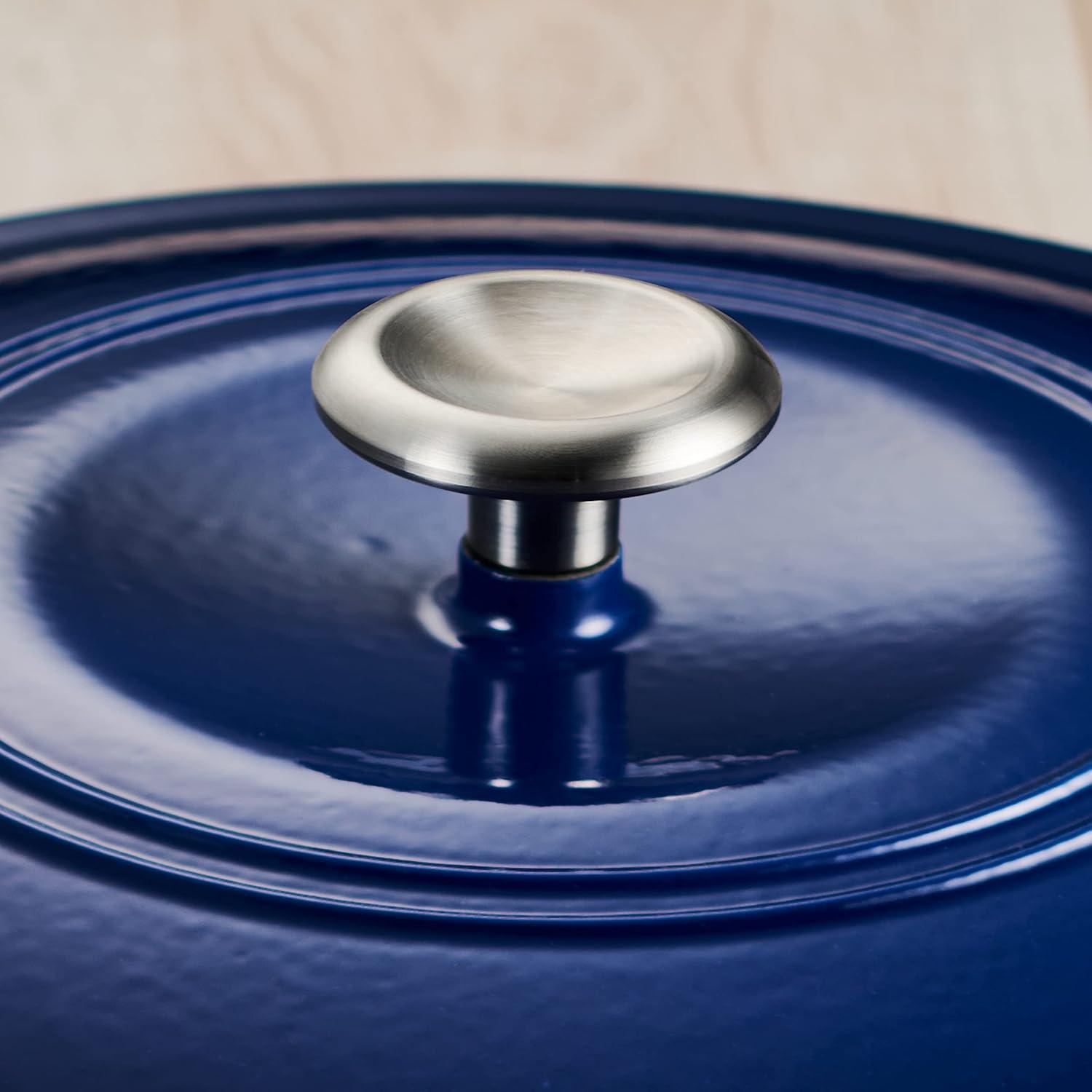 image:imageTramontina 7 Qt Enameled Cast Iron Covered Tall Round Dutch Oven Latte 80131353DSBlue