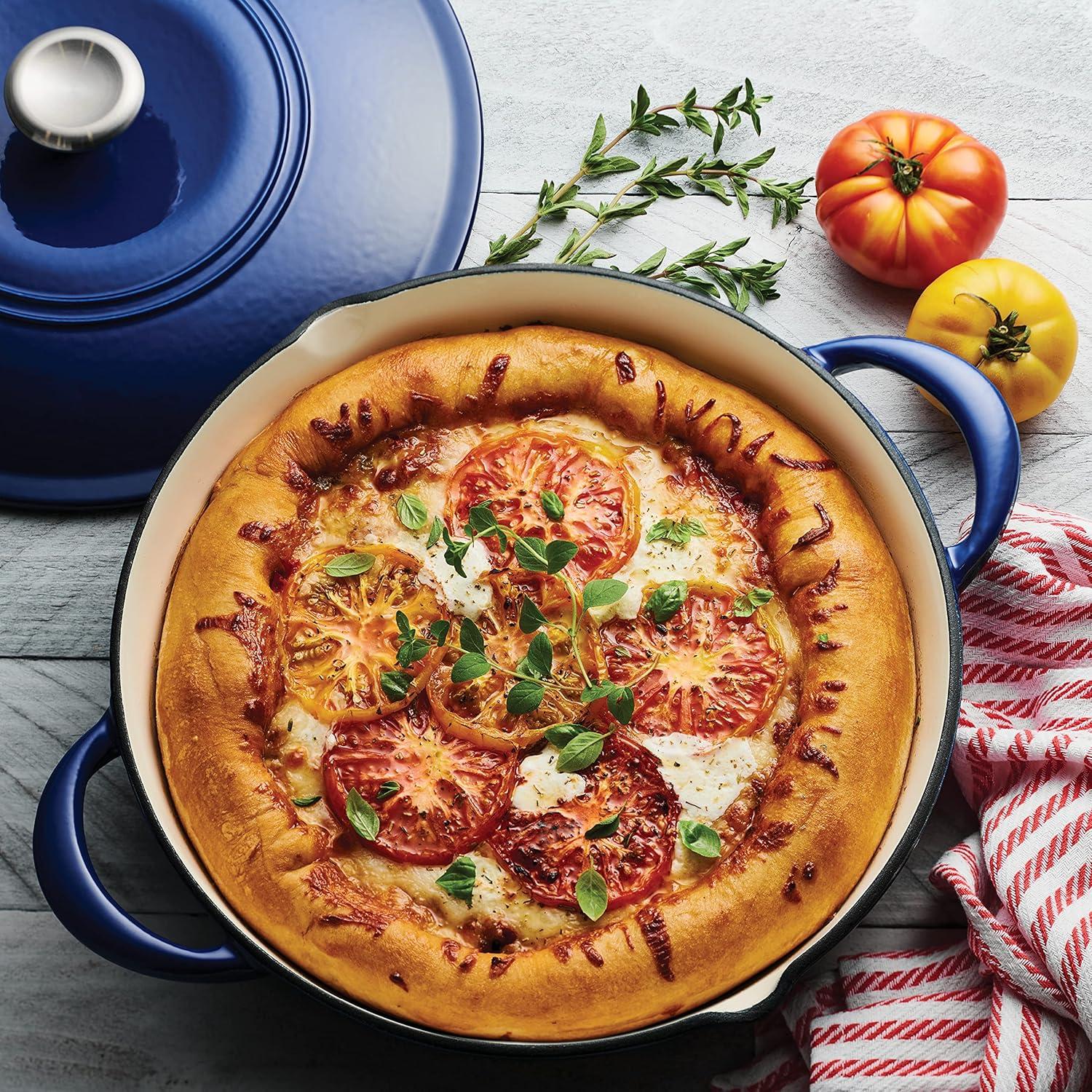 image:imageTramontina 7 Qt Enameled Cast Iron Covered Tall Round Dutch Oven Latte 80131353DSBlue