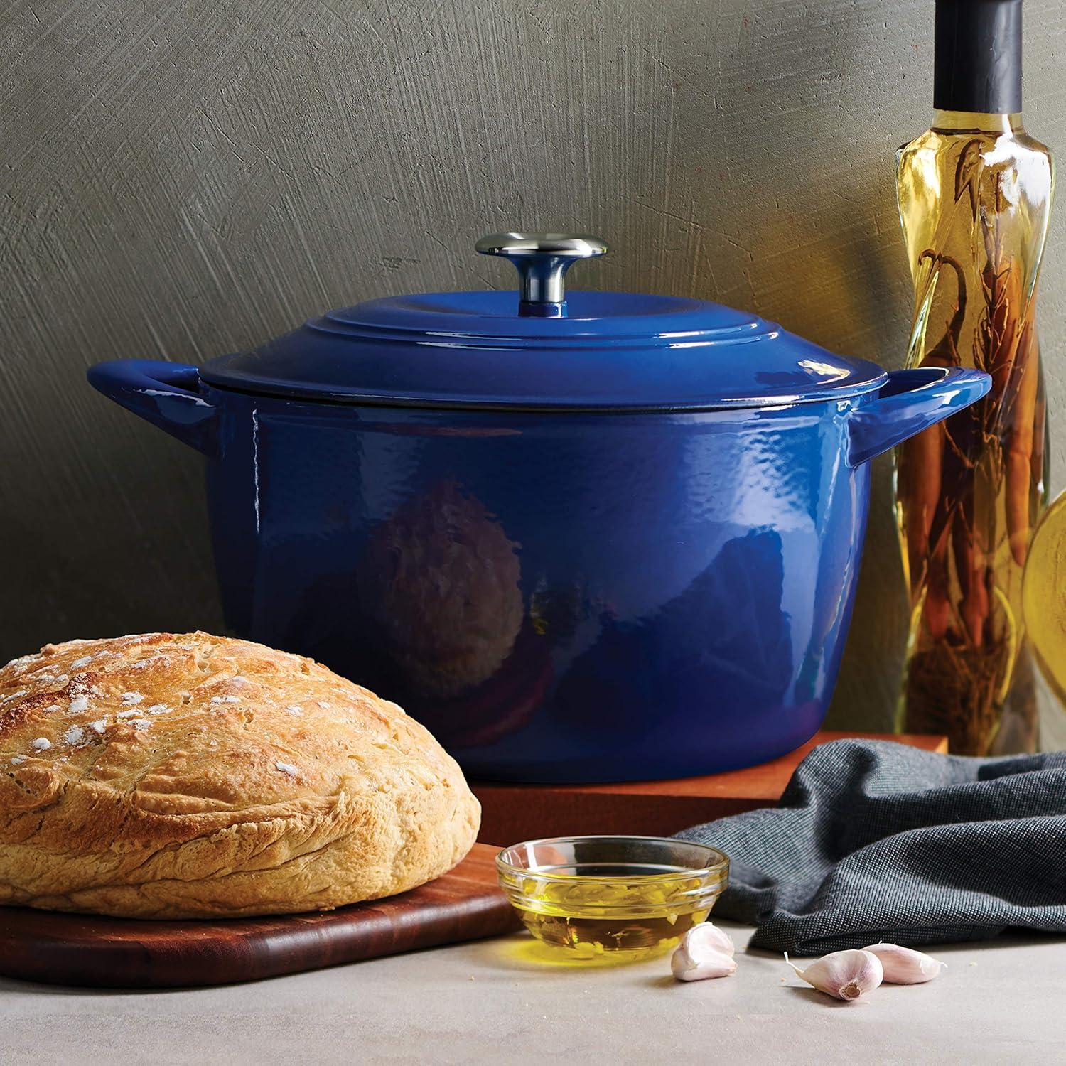 image:imageTramontina 7 Qt Enameled Cast Iron Covered Tall Round Dutch Oven Latte 80131353DSClassic Blue