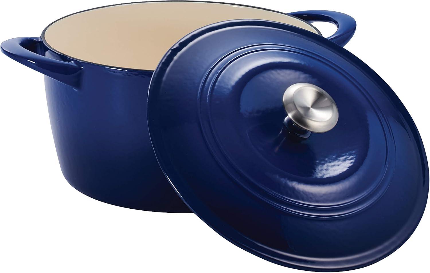 image:imageTramontina 7 Qt Enameled Cast Iron Covered Tall Round Dutch Oven Latte 80131353DSClassic Blue