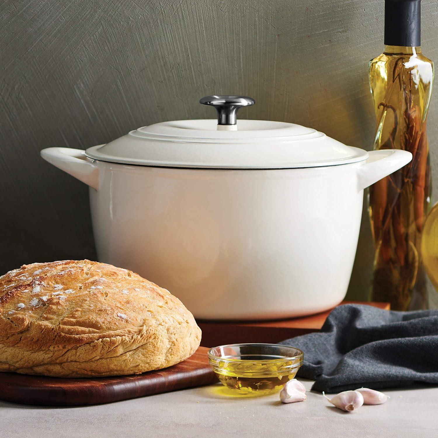 image:imageTramontina 7 Qt Enameled Cast Iron Covered Tall Round Dutch Oven Latte 80131353DSLatte