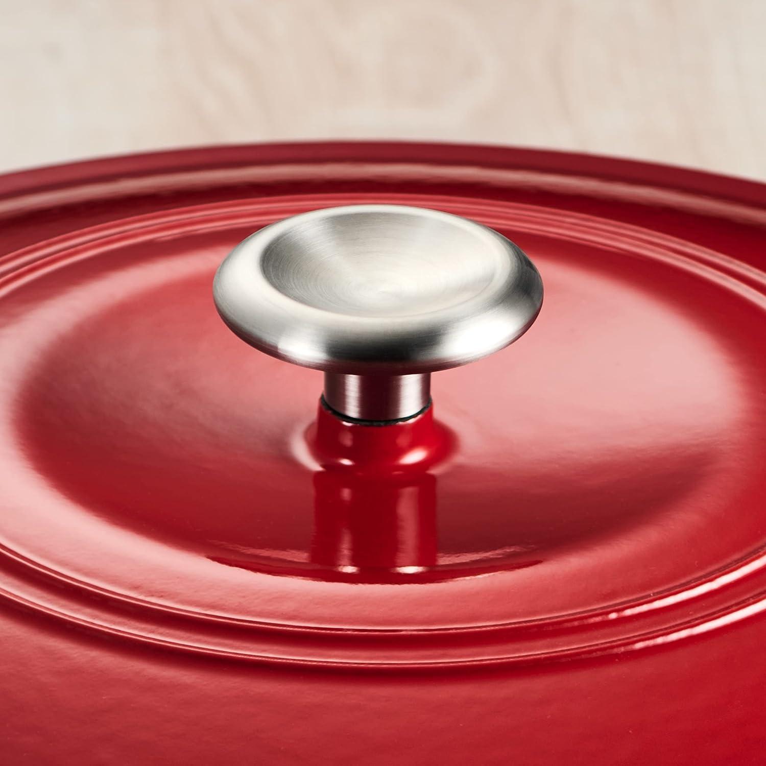 image:imageTramontina 7 Qt Enameled Cast Iron Covered Tall Round Dutch Oven Latte 80131353DSRed