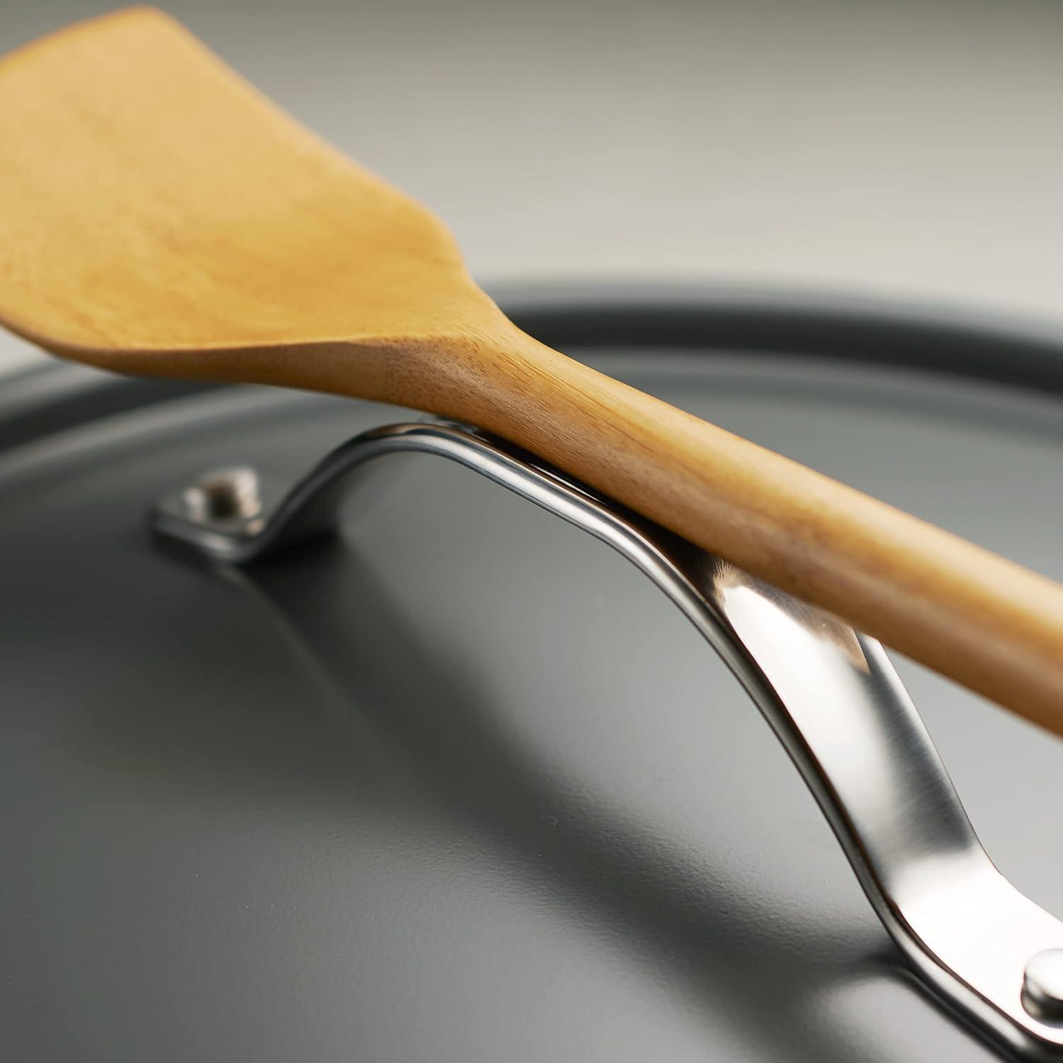 image:imageTramontina AllinOne Plus Pan Set 5Quart Ceramic Non Stick Cooking Pan with Lid Steamer Insert Bamboo Utensil and Trivet BlueGray