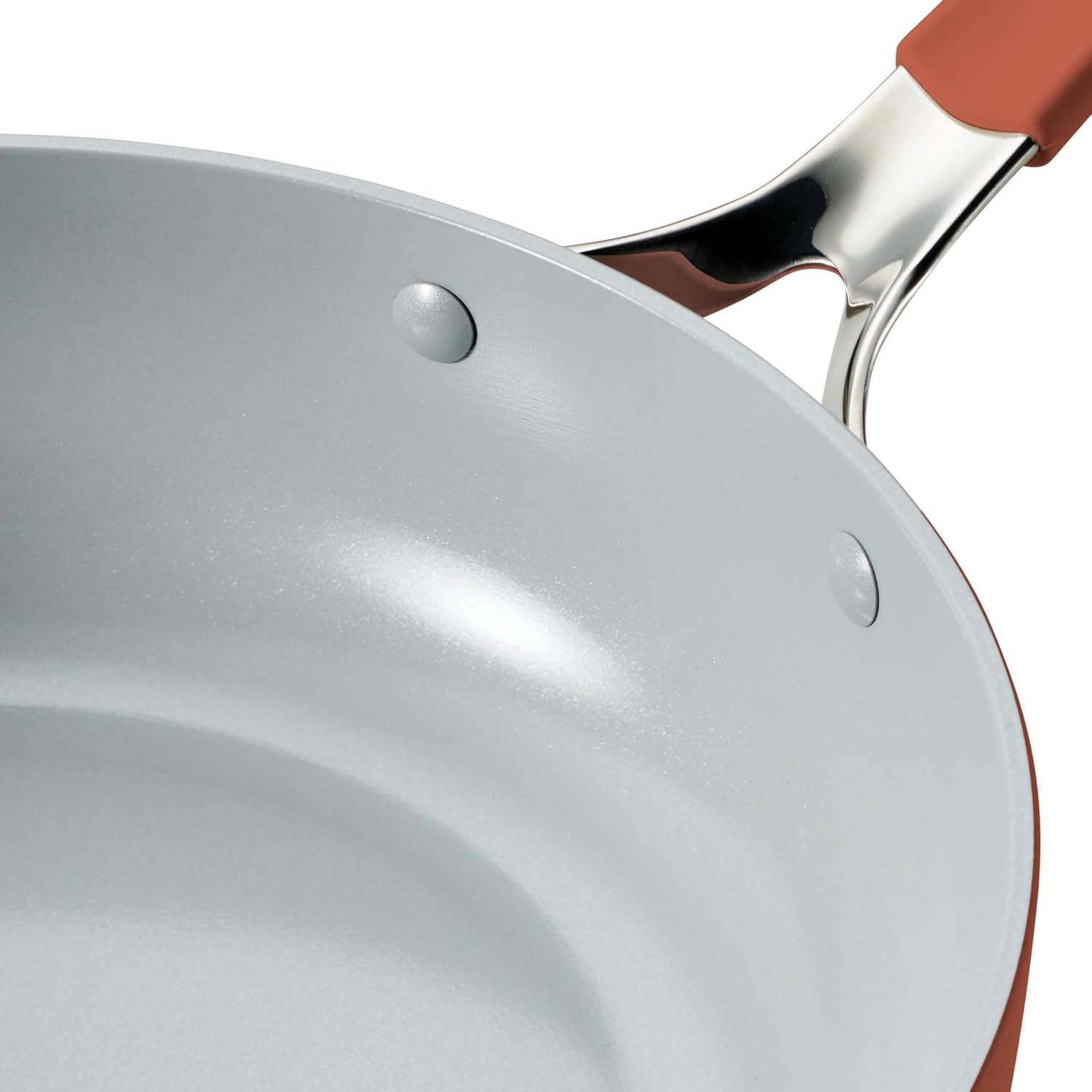image:imageTramontina AllinOne Plus Pan Set 5Quart Ceramic Non Stick Cooking Pan with Lid Steamer Insert Bamboo Utensil and Trivet BlueOrange