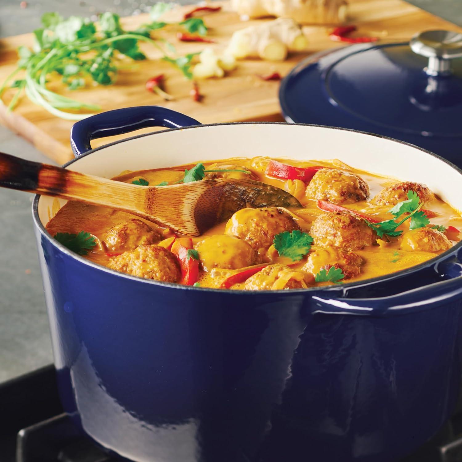 image:imageTramontina Bestow Enameled Cast Iron Dutch Oven Pot with Lid Round 55quart Medium BlueBlue