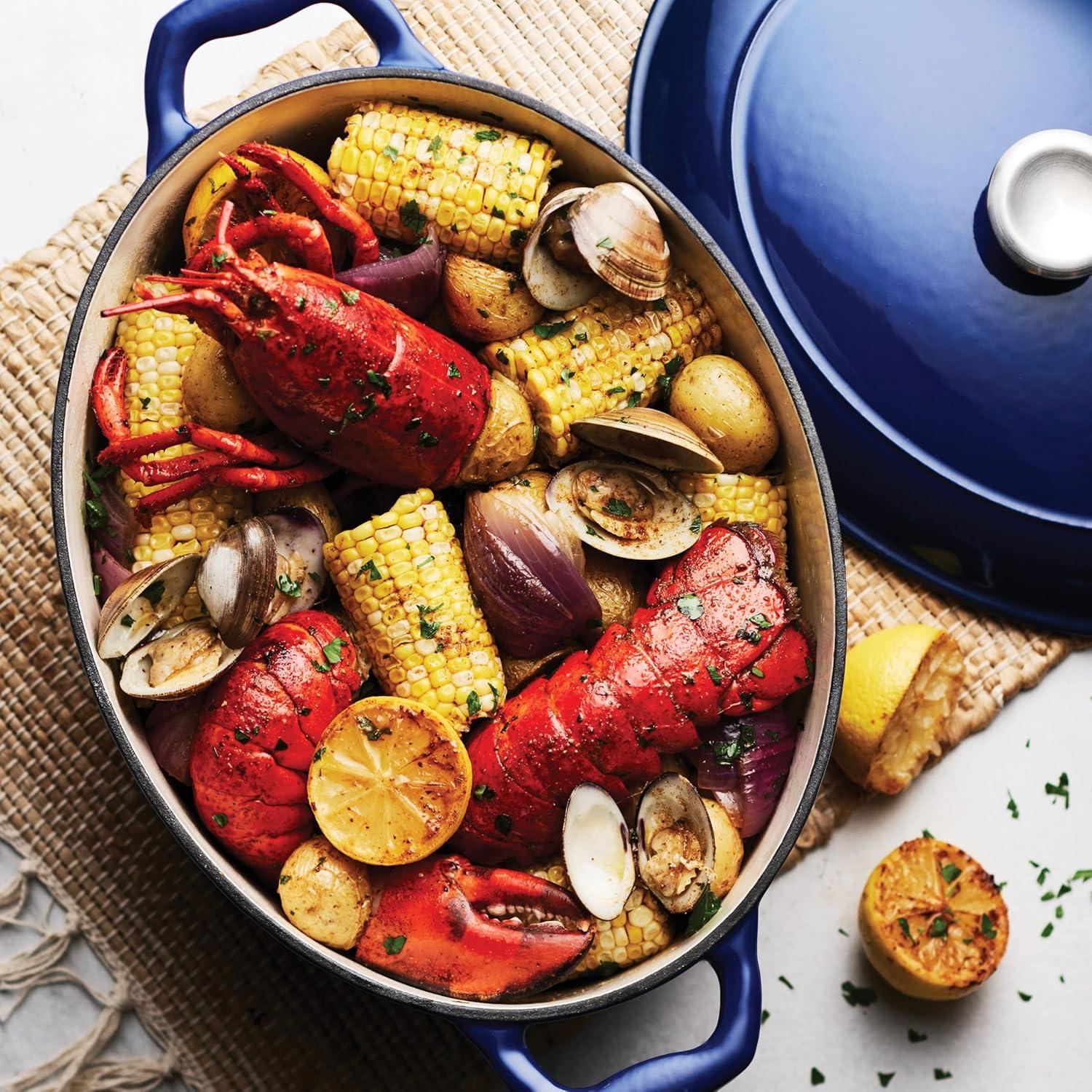 image:imageTramontina Bestow Enameled Cast Iron Dutch Oven Pot with Lid Round 55quart Medium BlueBlue