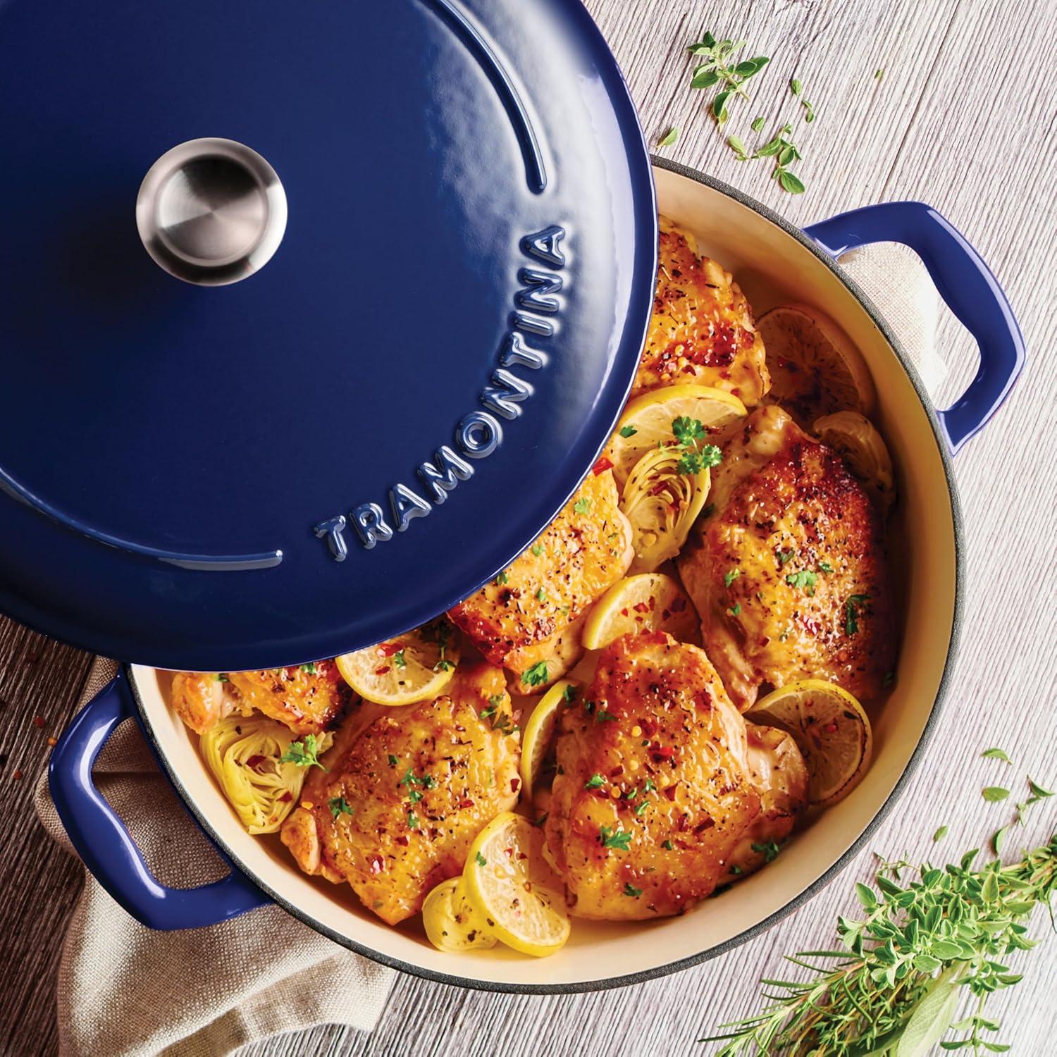 image:imageTramontina Bestow Enameled Cast Iron Dutch Oven Pot with Lid Round 55quart Medium BlueBlue