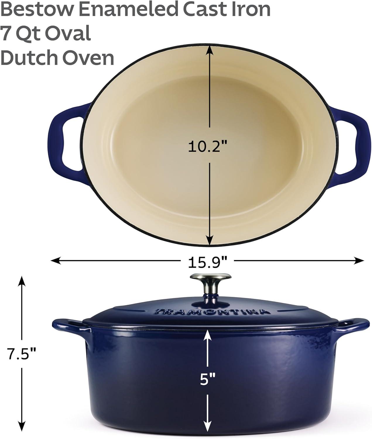 image:imageTramontina Bestow Enameled Cast Iron Dutch Oven Pot with Lid Round 55quart Medium BlueBlue