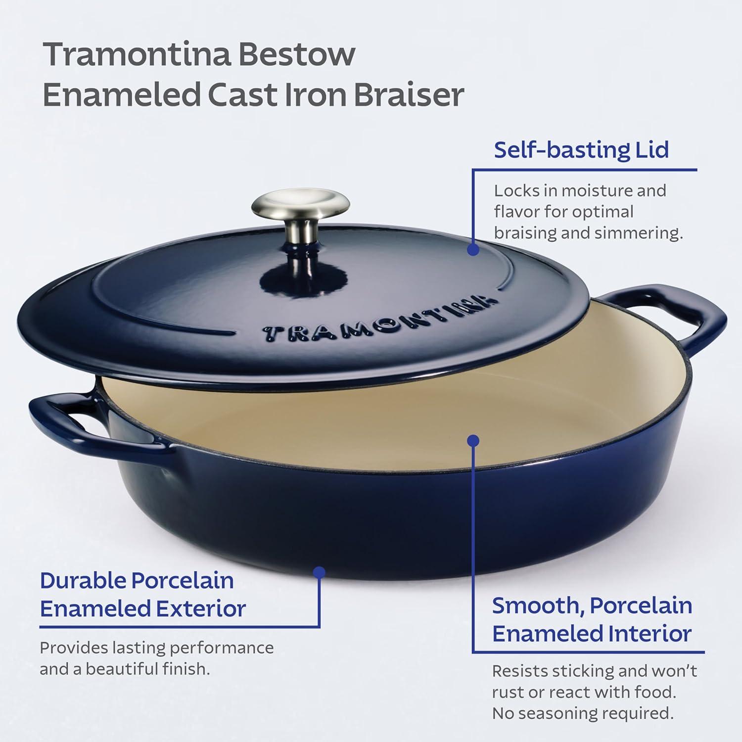 image:imageTramontina Bestow Enameled Cast Iron Dutch Oven Pot with Lid Round 55quart Medium BlueBlue