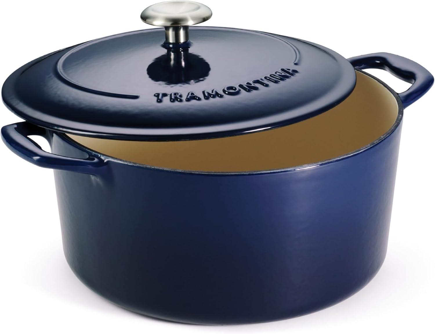 image:imageTramontina Bestow Enameled Cast Iron Dutch Oven Pot with Lid Round 55quart Medium BlueBlue
