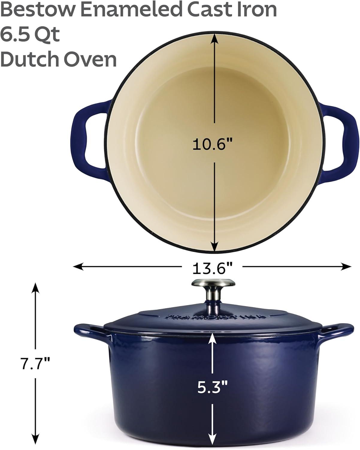 image:imageTramontina Bestow Enameled Cast Iron Dutch Oven Pot with Lid Round 55quart Medium BlueBlue