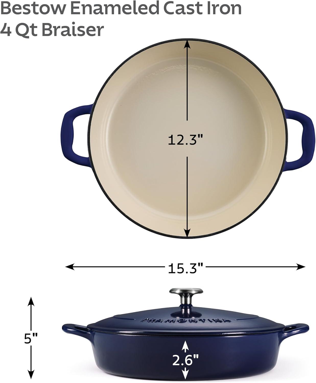 image:imageTramontina Bestow Enameled Cast Iron Dutch Oven Pot with Lid Round 55quart Medium BlueBlue