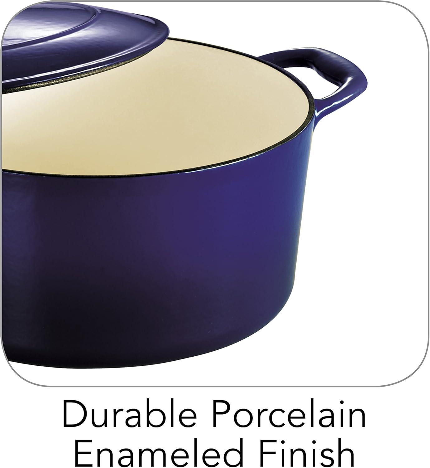 image:imageTramontina Bestow Enameled Cast Iron Dutch Oven Pot with Lid Round 55quart Medium BlueBlue
