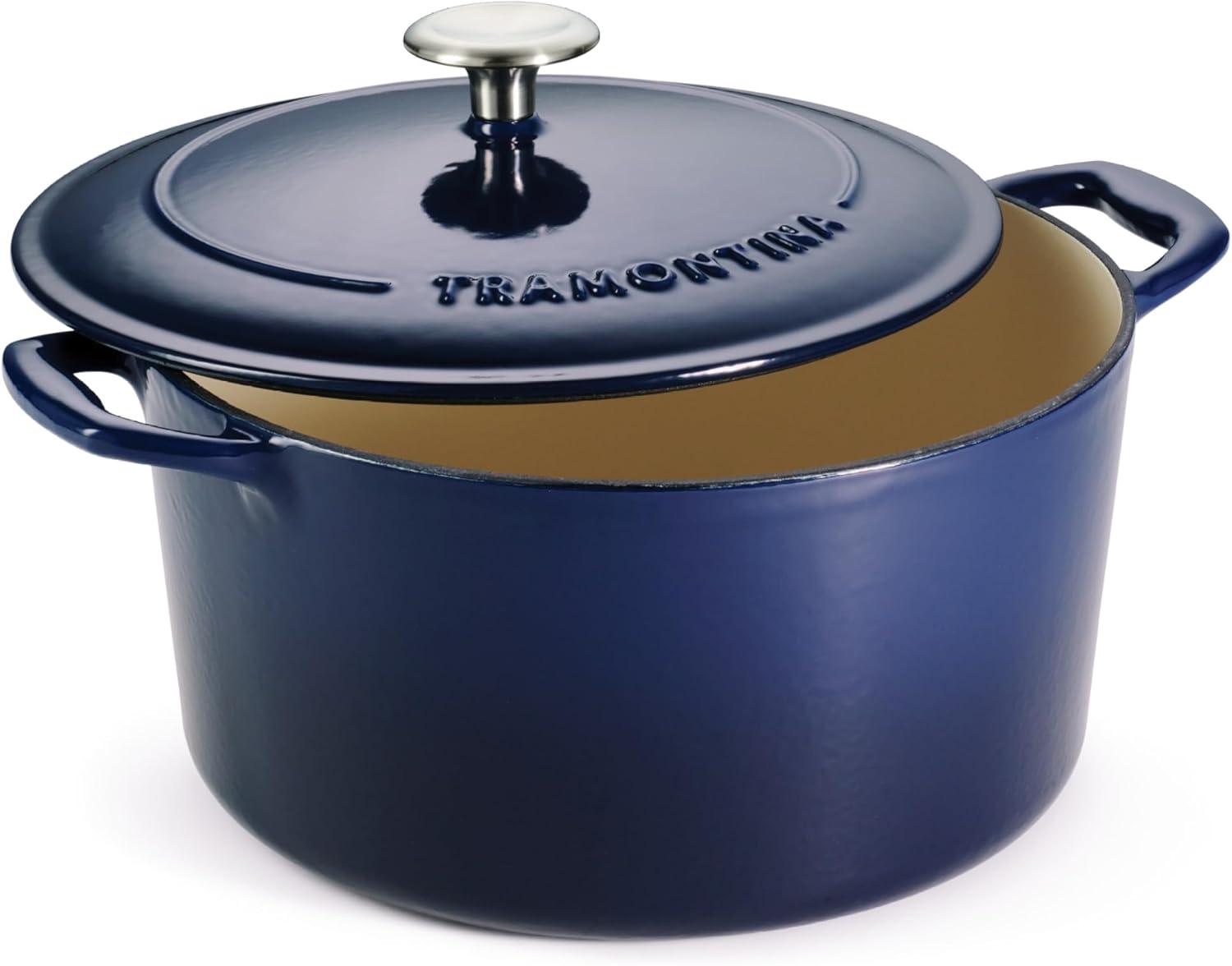 image:imageTramontina Bestow Enameled Cast Iron Dutch Oven Pot with Lid Round 55quart Medium BlueBlue