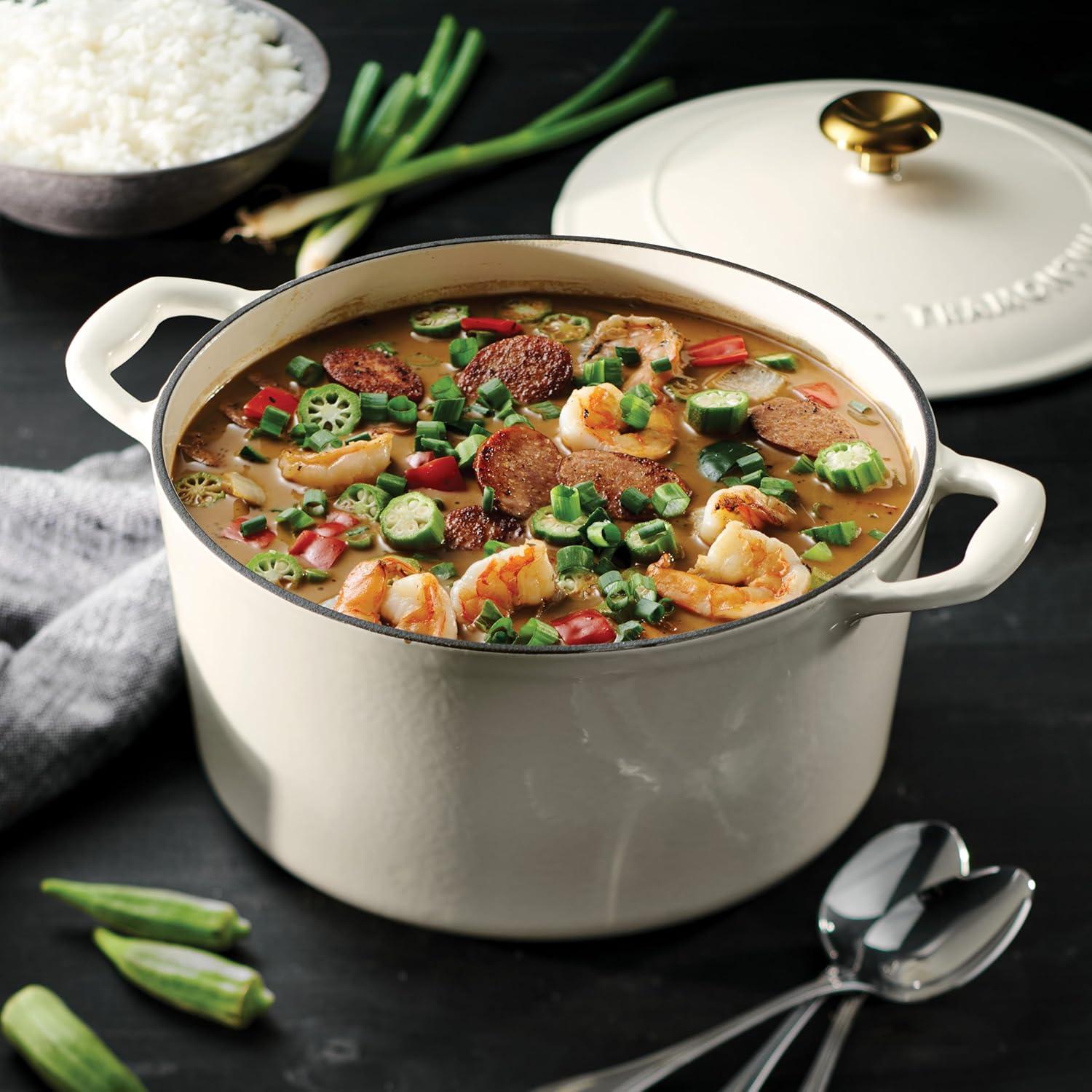 image:imageTramontina Bestow Enameled Cast Iron Dutch Oven Pot with Lid Round 55quart Medium BlueLatte