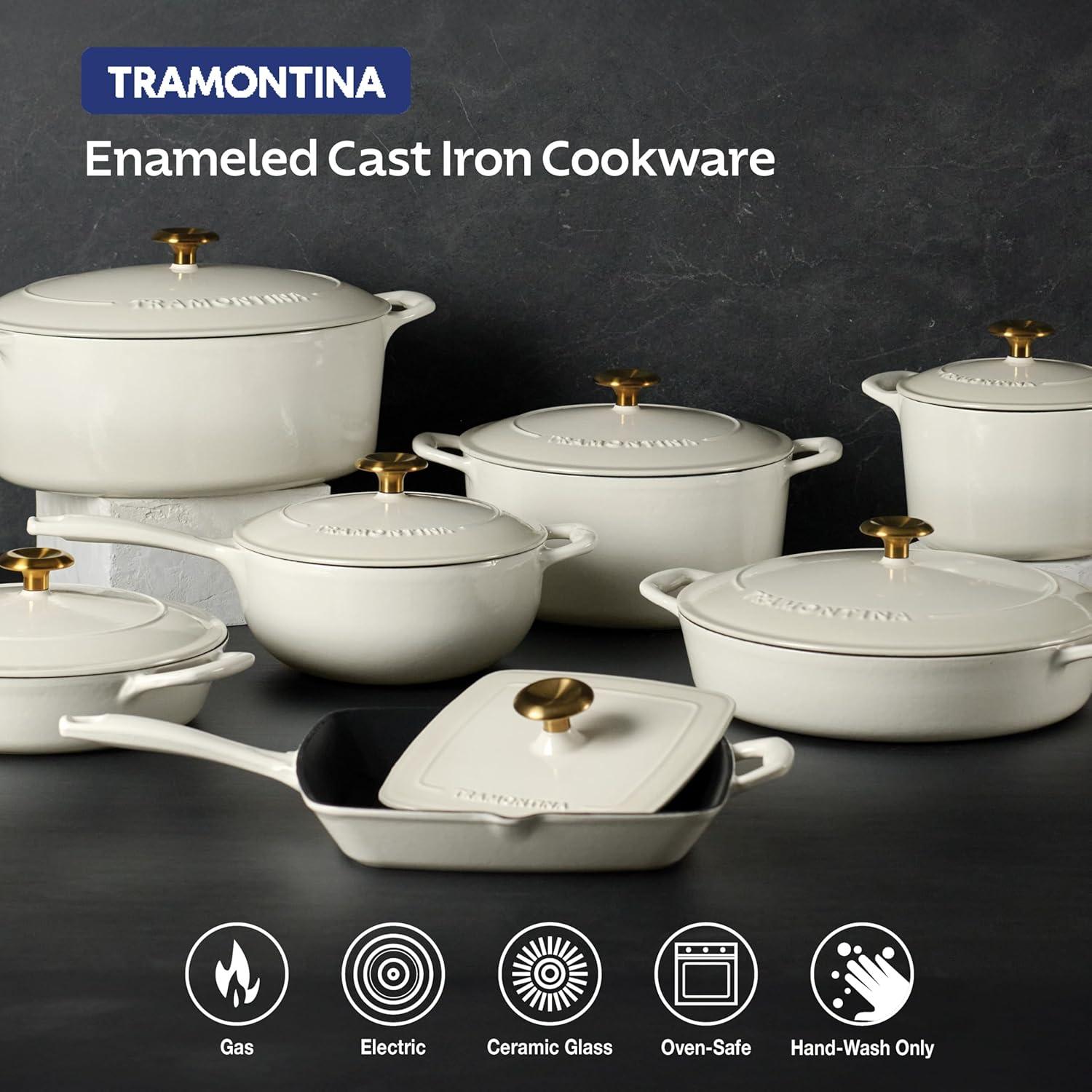 image:imageTramontina Bestow Enameled Cast Iron Dutch Oven Pot with Lid Round 55quart Medium BlueLatte