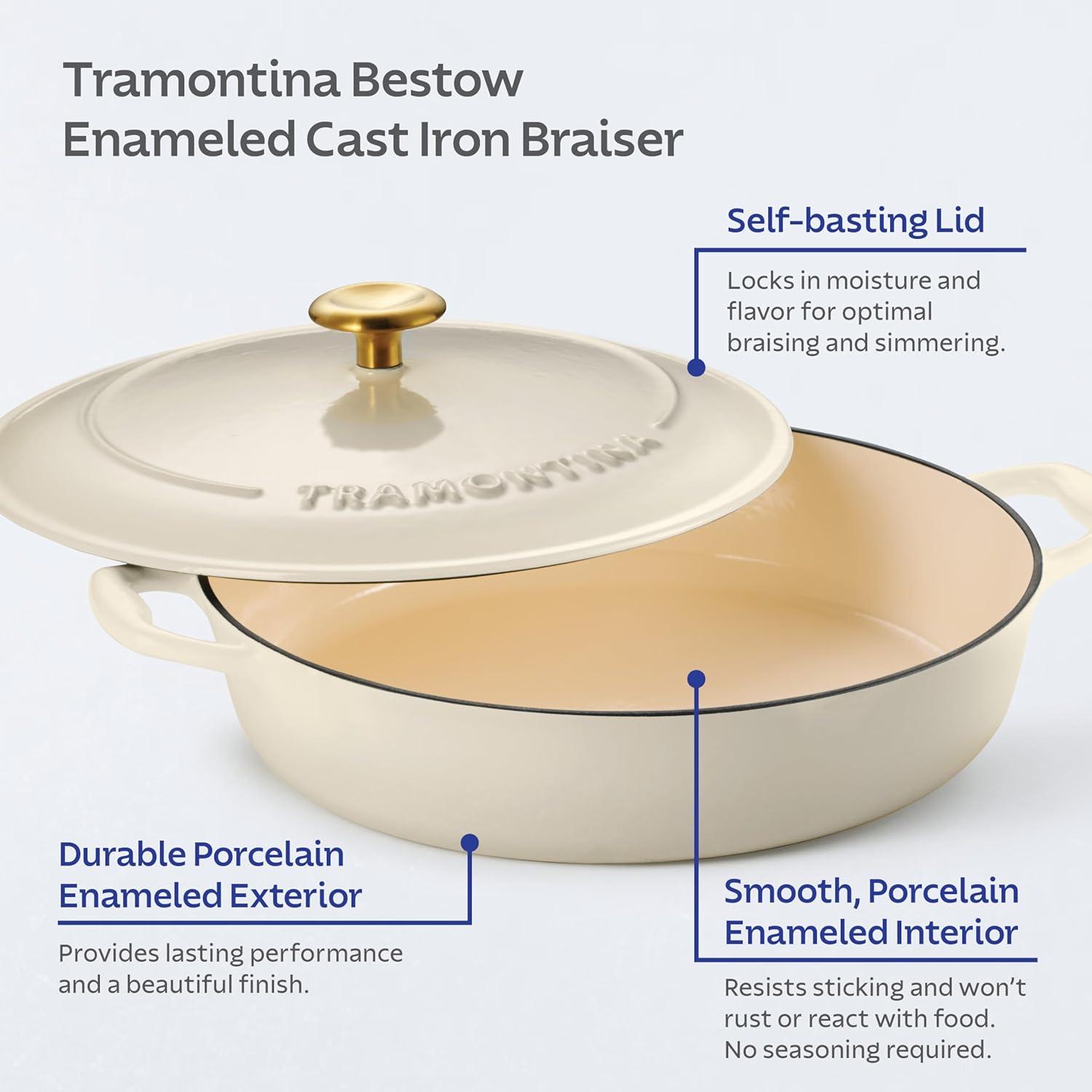 image:imageTramontina Bestow Enameled Cast Iron Dutch Oven Pot with Lid Round 55quart Medium BlueLatte