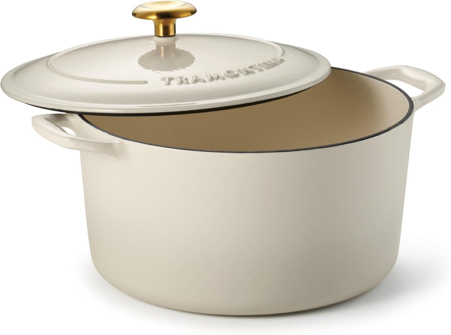 image:imageTramontina Bestow Enameled Cast Iron Dutch Oven Pot with Lid Round 55quart Medium BlueLatte