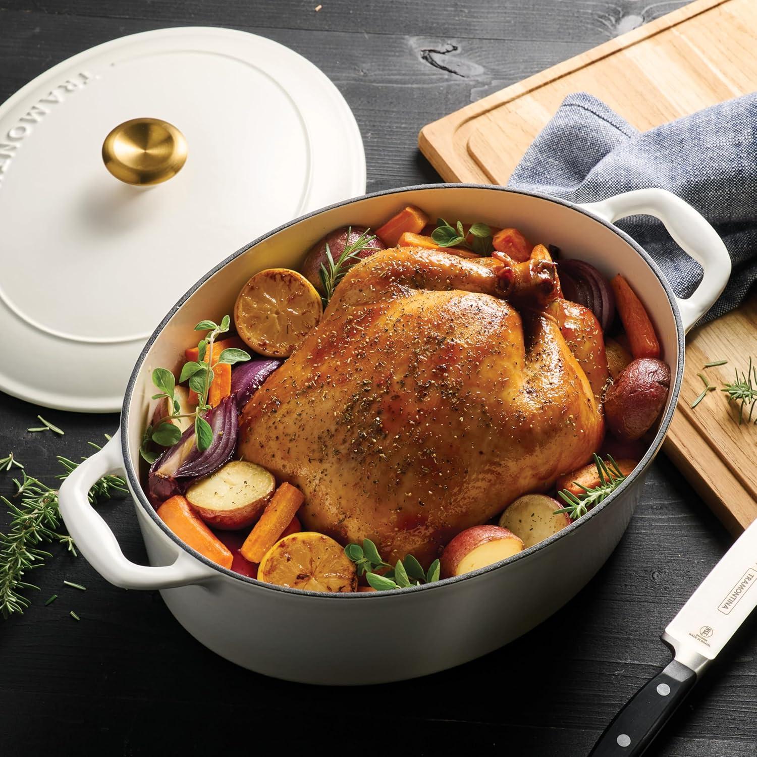 image:imageTramontina Bestow Enameled Cast Iron Dutch Oven Pot with Lid Round 55quart Medium BlueLatte