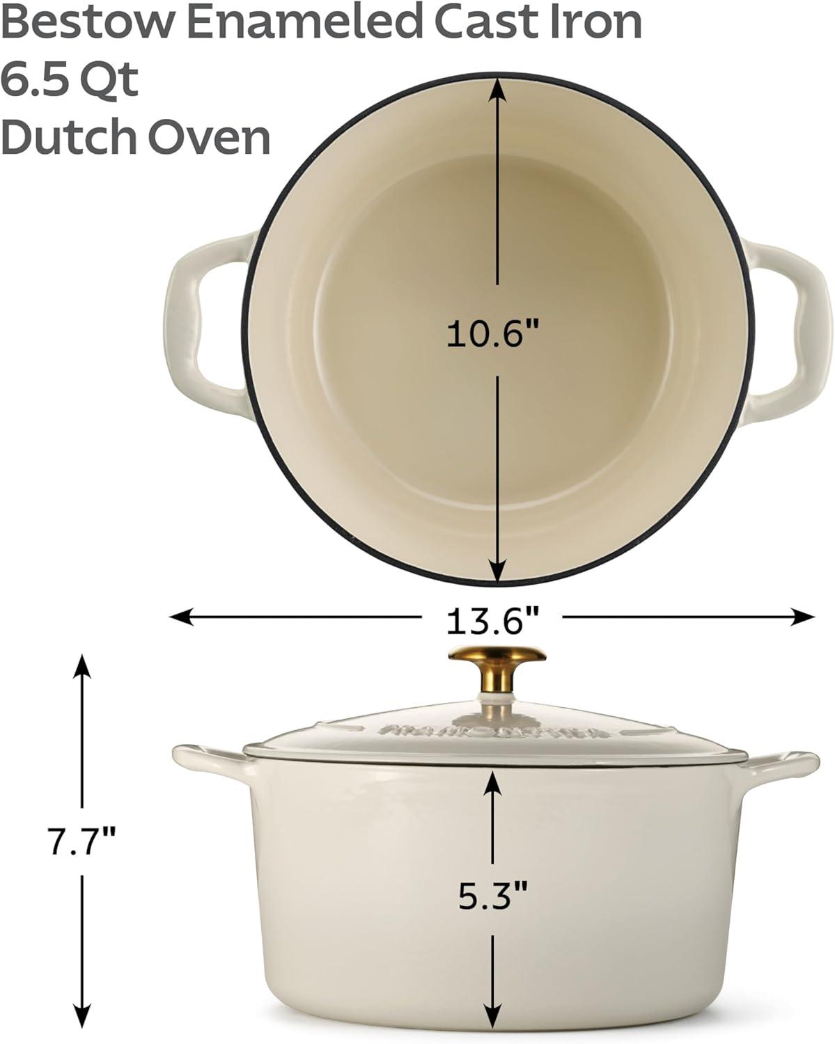 image:imageTramontina Bestow Enameled Cast Iron Dutch Oven Pot with Lid Round 55quart Medium BlueLatte