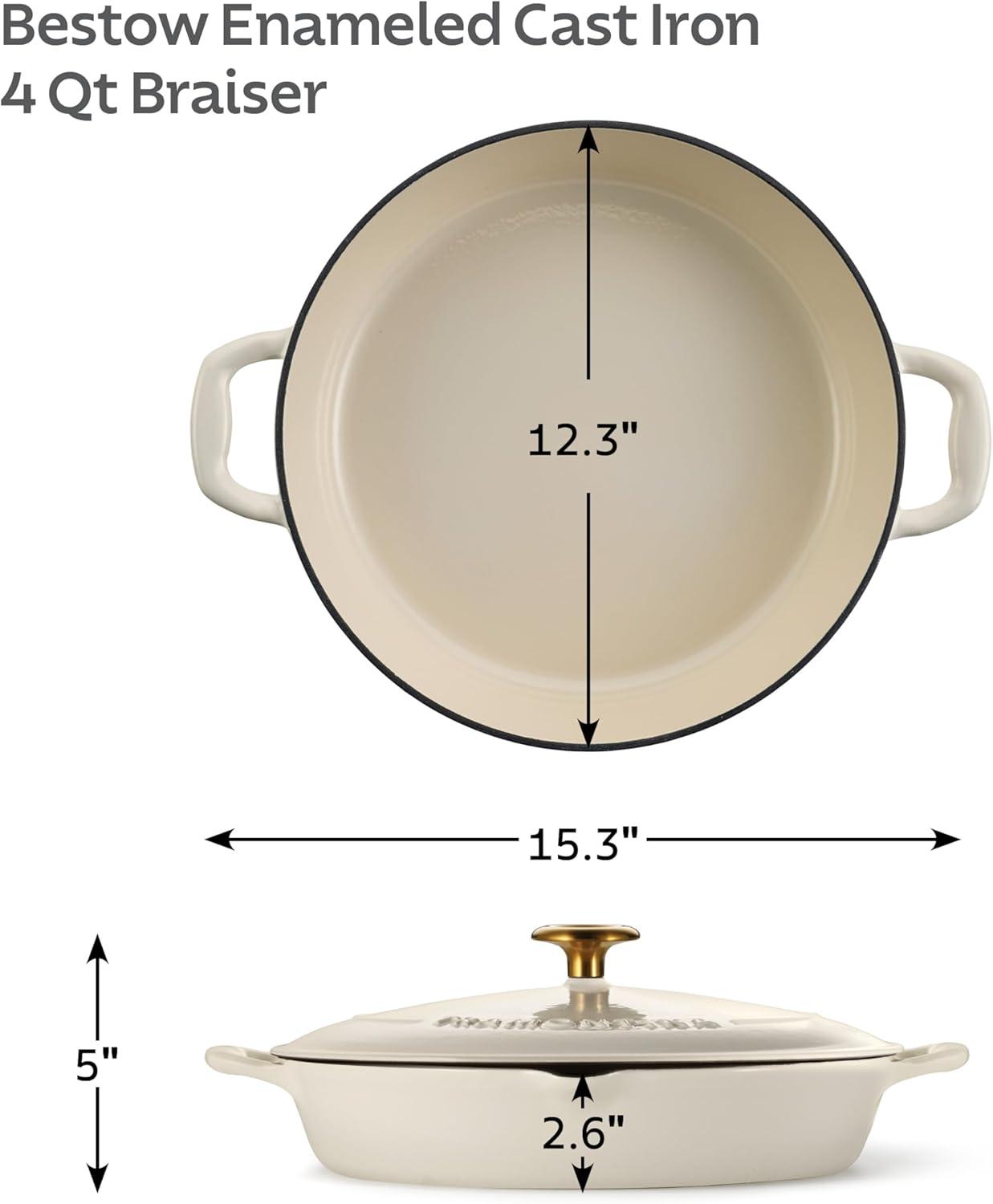 image:imageTramontina Bestow Enameled Cast Iron Dutch Oven Pot with Lid Round 55quart Medium BlueLatte