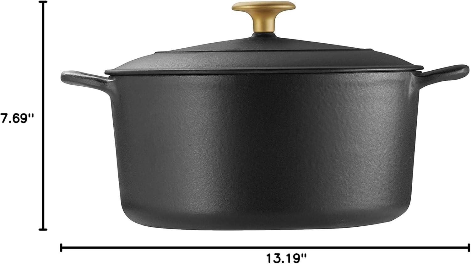 image:imageTramontina Bestow Enameled Cast Iron Dutch Oven Pot with Lid Round 55quart Medium BlueMatte Black