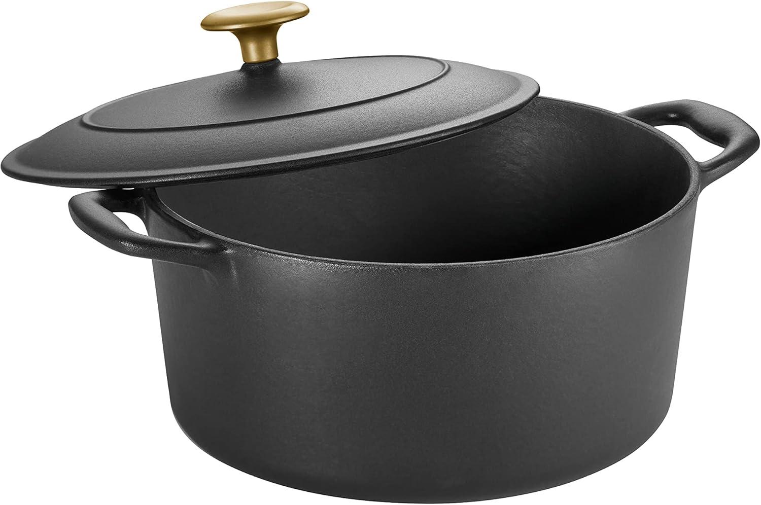 image:imageTramontina Bestow Enameled Cast Iron Dutch Oven Pot with Lid Round 55quart Medium BlueMatte Black