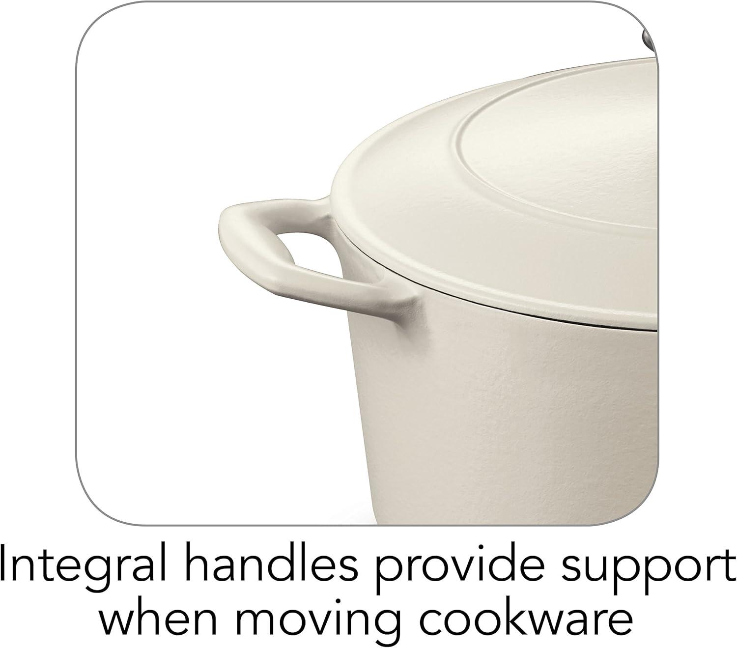 image:imageTramontina Bestow Enameled Cast Iron Dutch Oven Pot with Lid Round 55quart Medium BlueMatte White