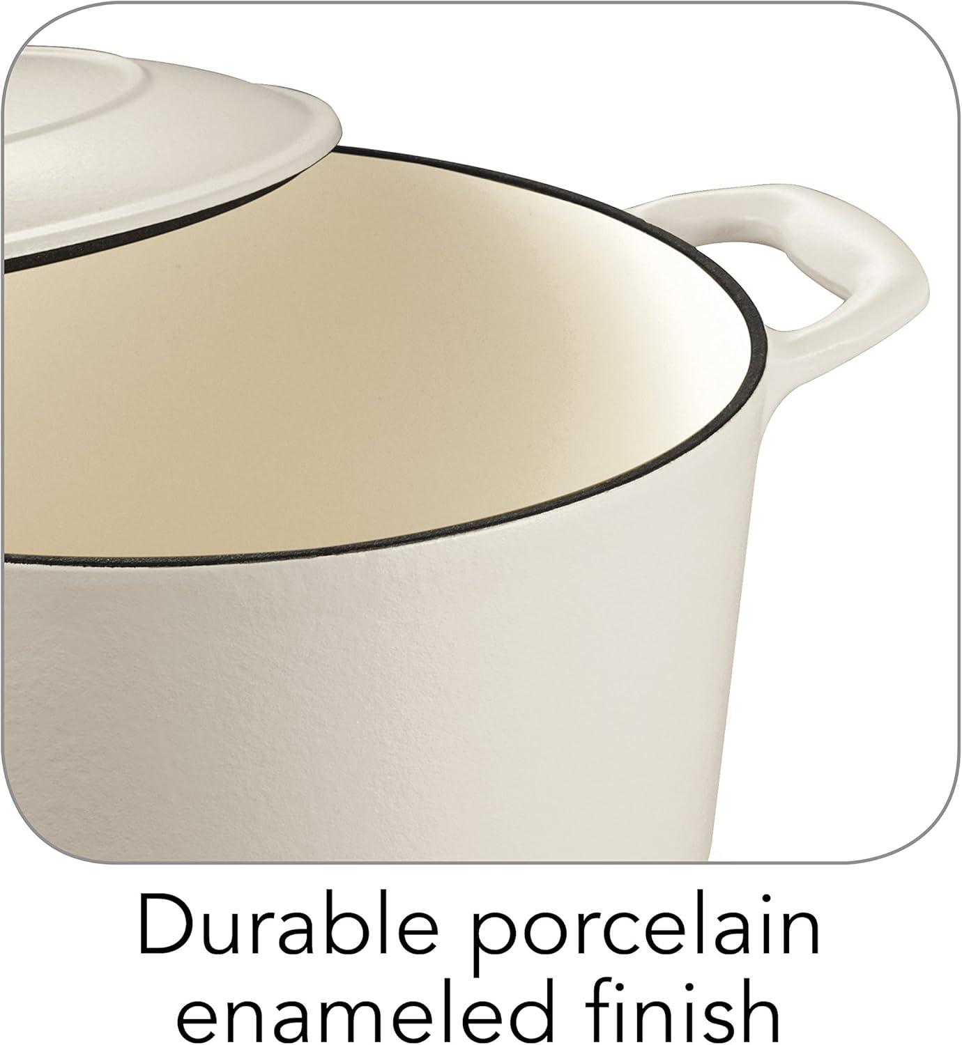 image:imageTramontina Bestow Enameled Cast Iron Dutch Oven Pot with Lid Round 55quart Medium BlueMatte White
