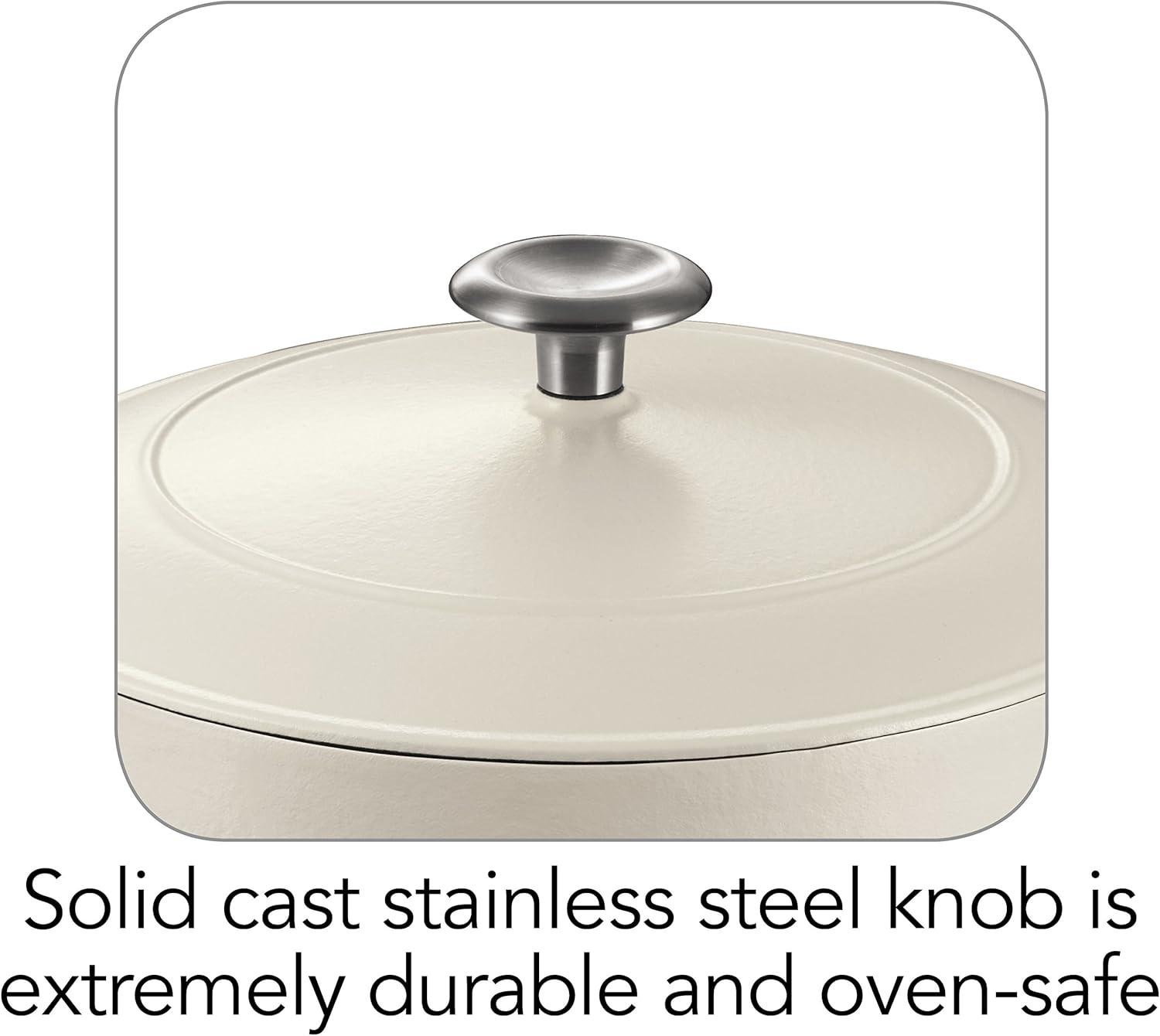 image:imageTramontina Bestow Enameled Cast Iron Dutch Oven Pot with Lid Round 55quart Medium BlueMatte White
