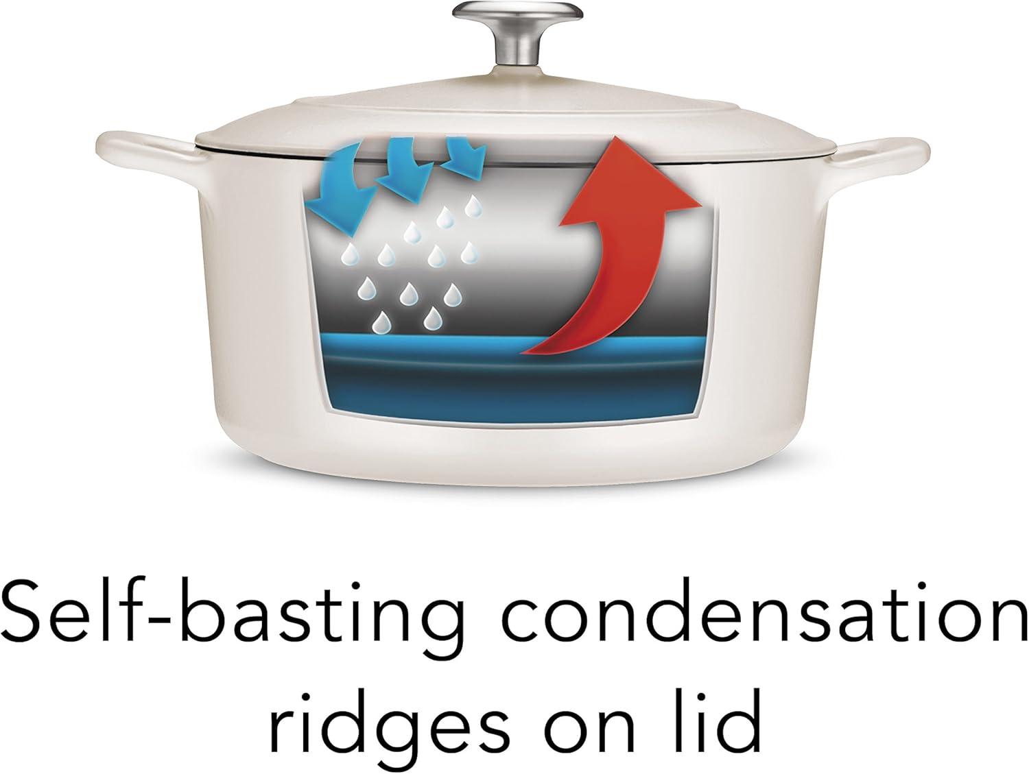 image:imageTramontina Bestow Enameled Cast Iron Dutch Oven Pot with Lid Round 55quart Medium BlueMatte White