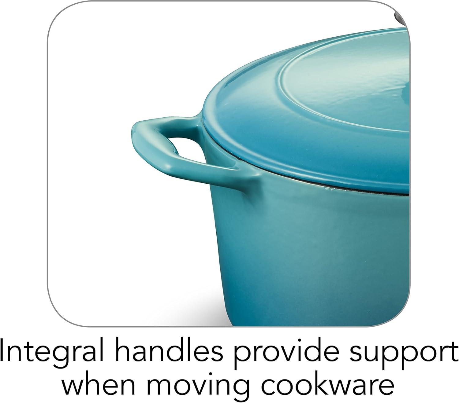 image:imageTramontina Bestow Enameled Cast Iron Dutch Oven Pot with Lid Round 55quart Medium BlueMedium Blue