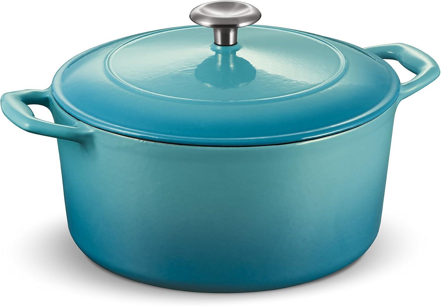 image:imageTramontina Bestow Enameled Cast Iron Dutch Oven Pot with Lid Round 55quart Medium BlueMedium Blue