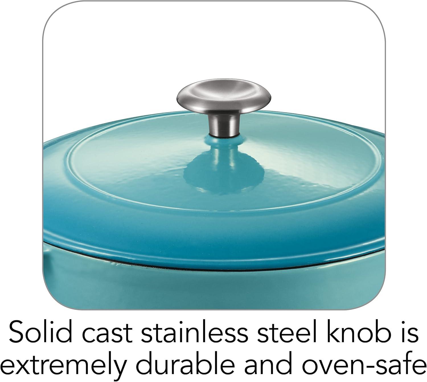 image:imageTramontina Bestow Enameled Cast Iron Dutch Oven Pot with Lid Round 55quart Medium BlueMedium Blue