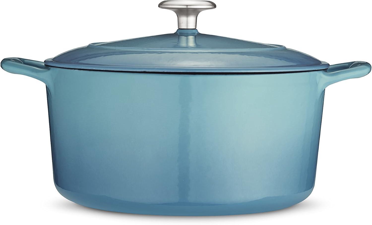 image:imageTramontina Bestow Enameled Cast Iron Dutch Oven Pot with Lid Round 55quart Medium BlueMedium Blue