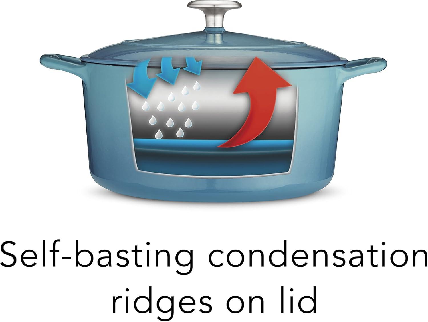 image:imageTramontina Bestow Enameled Cast Iron Dutch Oven Pot with Lid Round 55quart Medium BlueMedium Blue