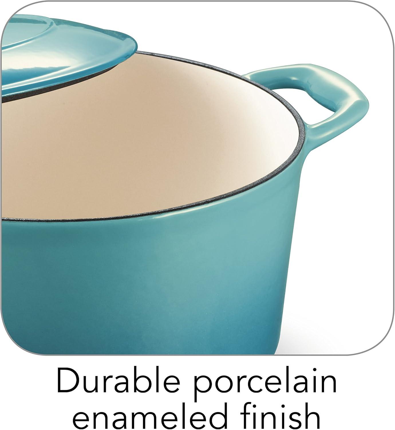 image:imageTramontina Bestow Enameled Cast Iron Dutch Oven Pot with Lid Round 55quart Medium BlueMedium Blue