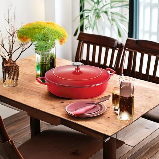image:imageTramontina Bestow Enameled Cast Iron Dutch Oven Pot with Lid Round 55quart Medium BlueRed