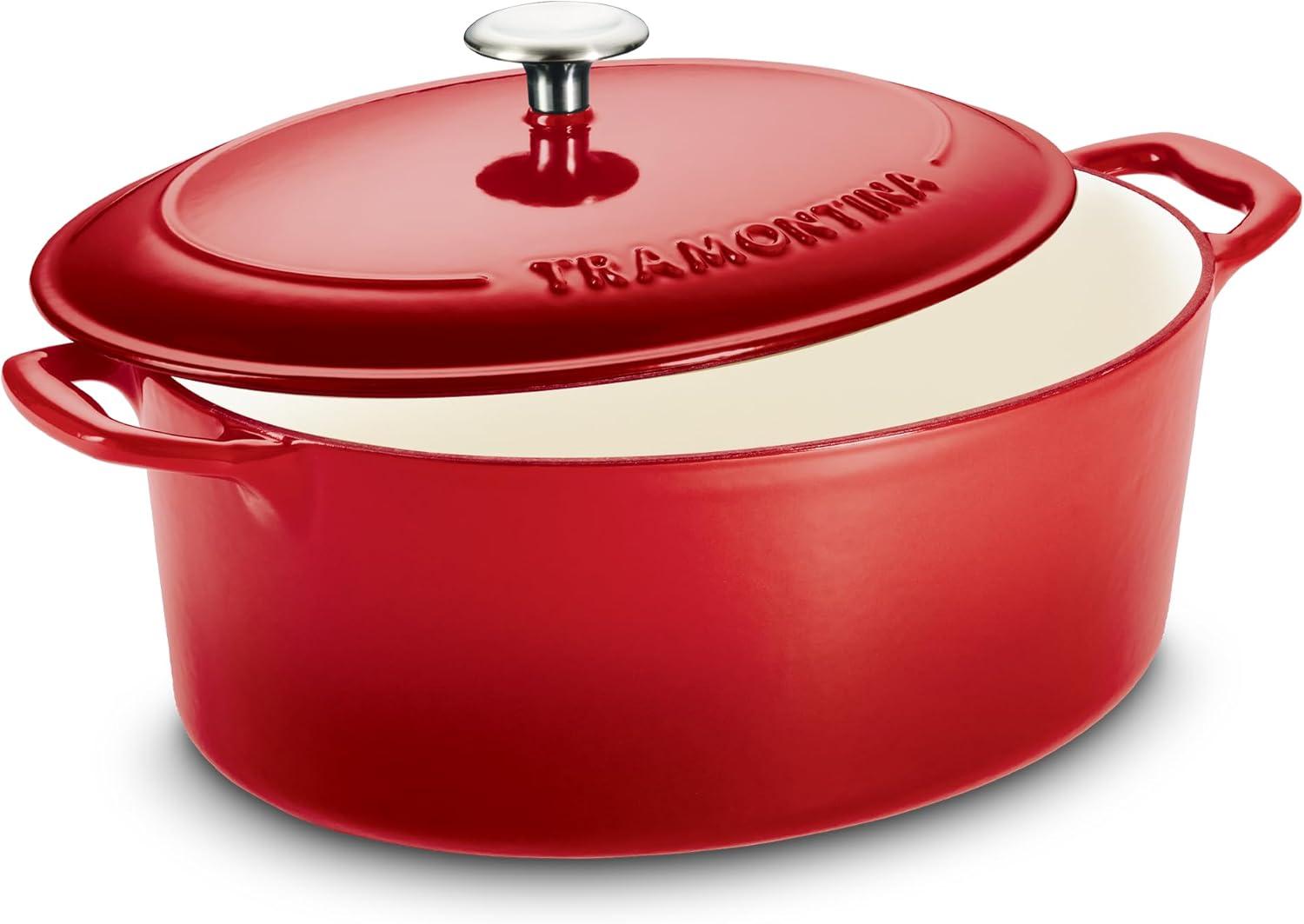 image:imageTramontina Bestow Enameled Cast Iron Dutch Oven Pot with Lid Round 55quart Medium BlueRed