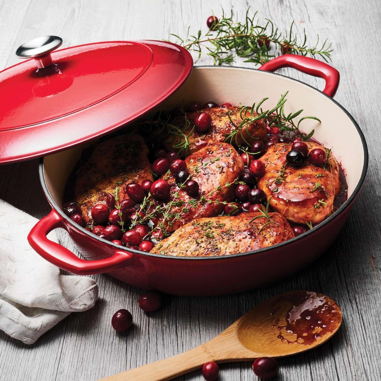 image:imageTramontina Bestow Enameled Cast Iron Dutch Oven Pot with Lid Round 55quart Medium BlueRed