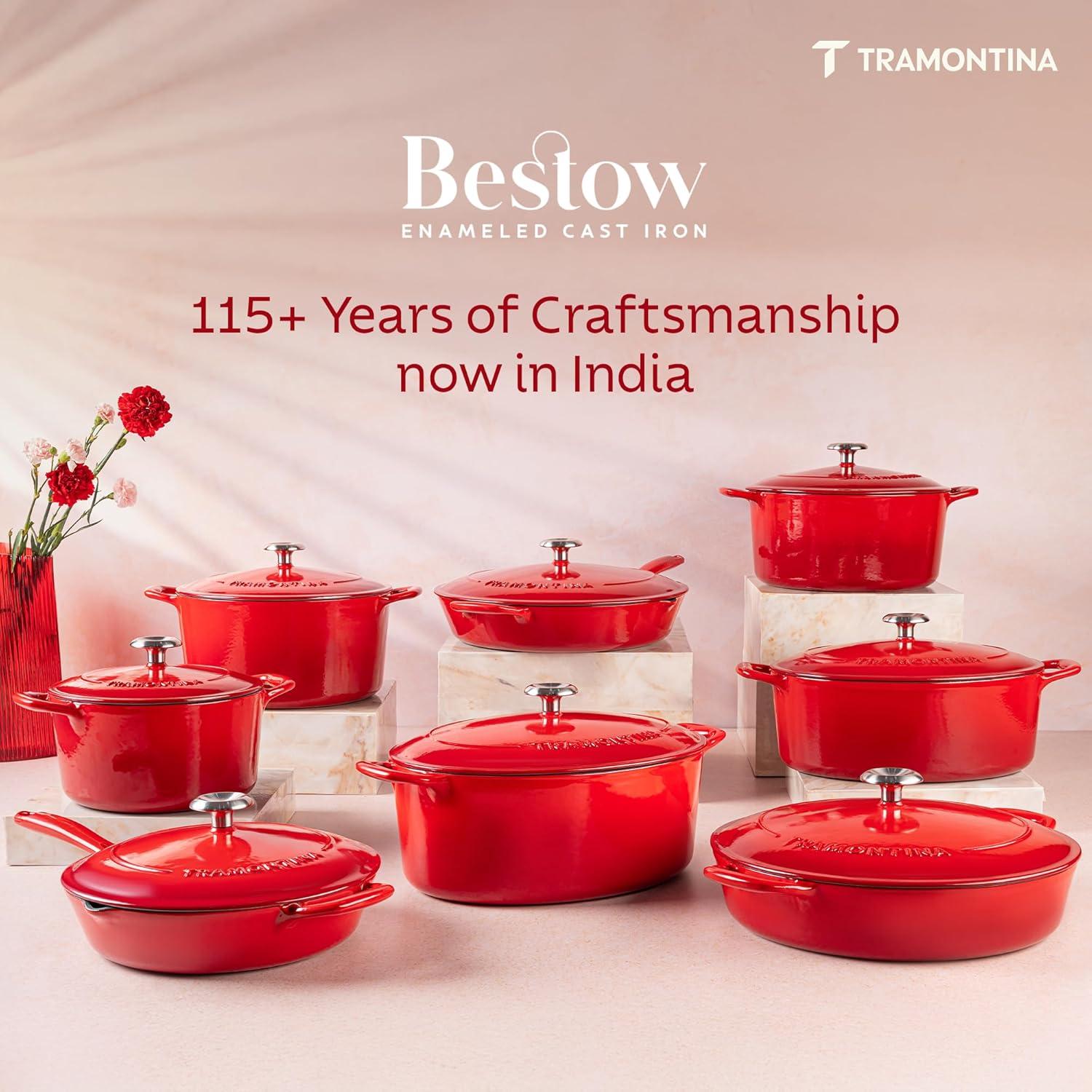 image:imageTramontina Bestow Enameled Cast Iron Dutch Oven Pot with Lid Round 55quart Medium BlueRed