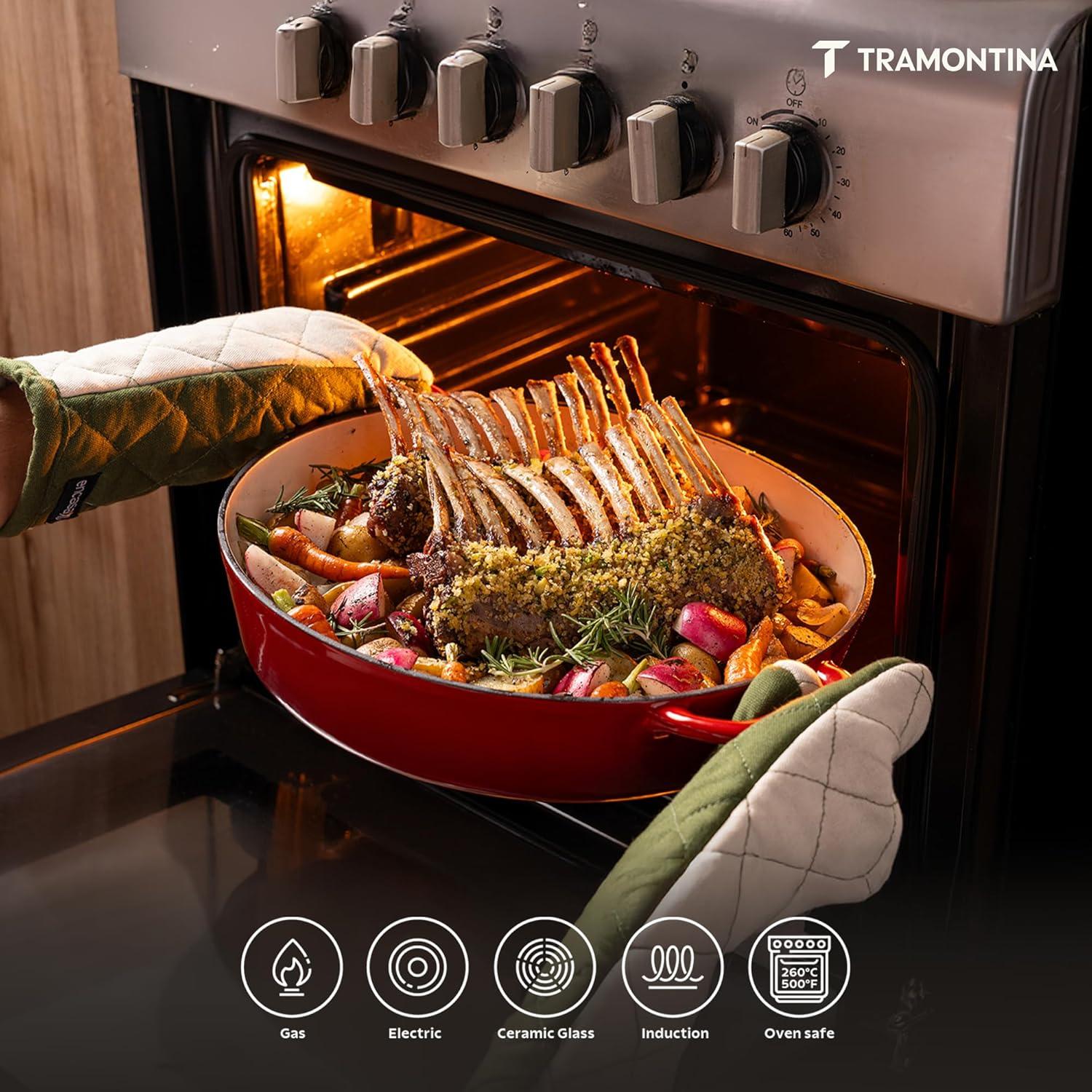 image:imageTramontina Bestow Enameled Cast Iron Dutch Oven Pot with Lid Round 55quart Medium BlueRed