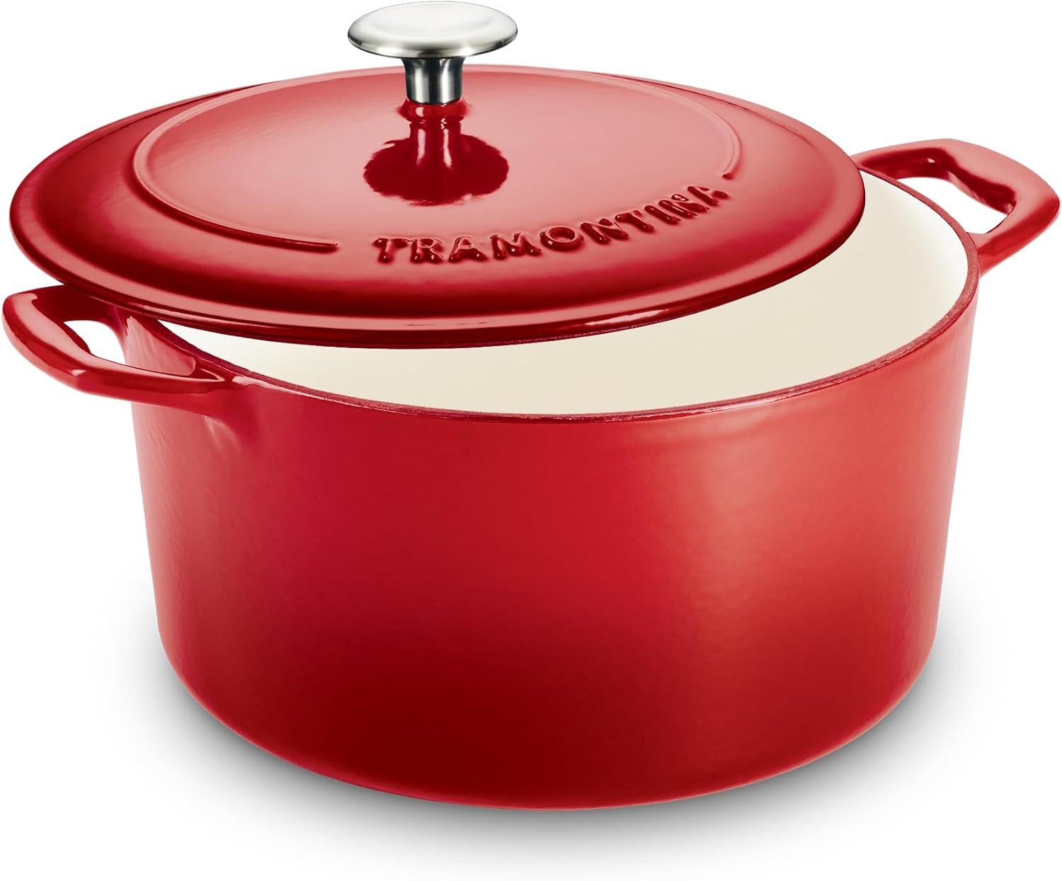 image:imageTramontina Bestow Enameled Cast Iron Dutch Oven Pot with Lid Round 55quart Medium BlueRed