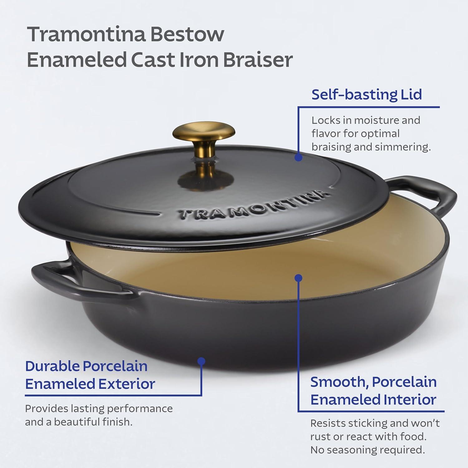 image:imageTramontina Bestow Enameled Cast Iron Dutch Oven Pot with Lid Round 55quart Medium BlueSmoke