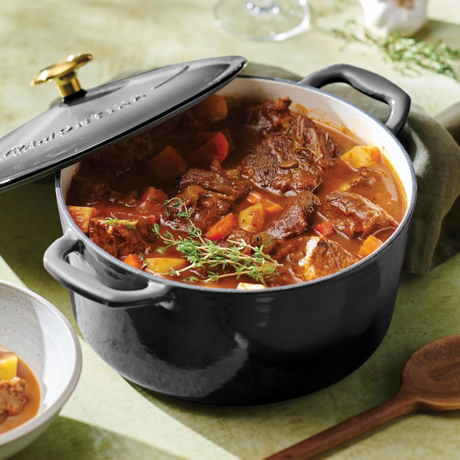 image:imageTramontina Bestow Enameled Cast Iron Dutch Oven Pot with Lid Round 55quart Medium BlueSmoke