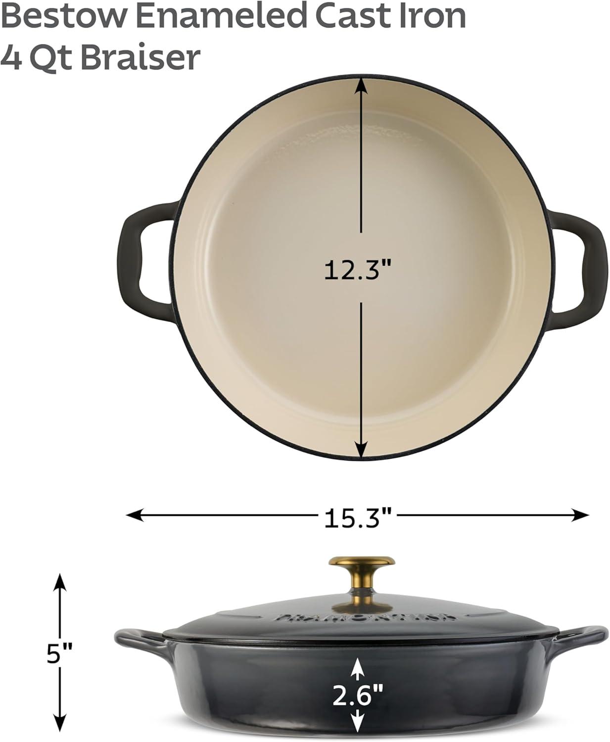 image:imageTramontina Bestow Enameled Cast Iron Dutch Oven Pot with Lid Round 55quart Medium BlueSmoke