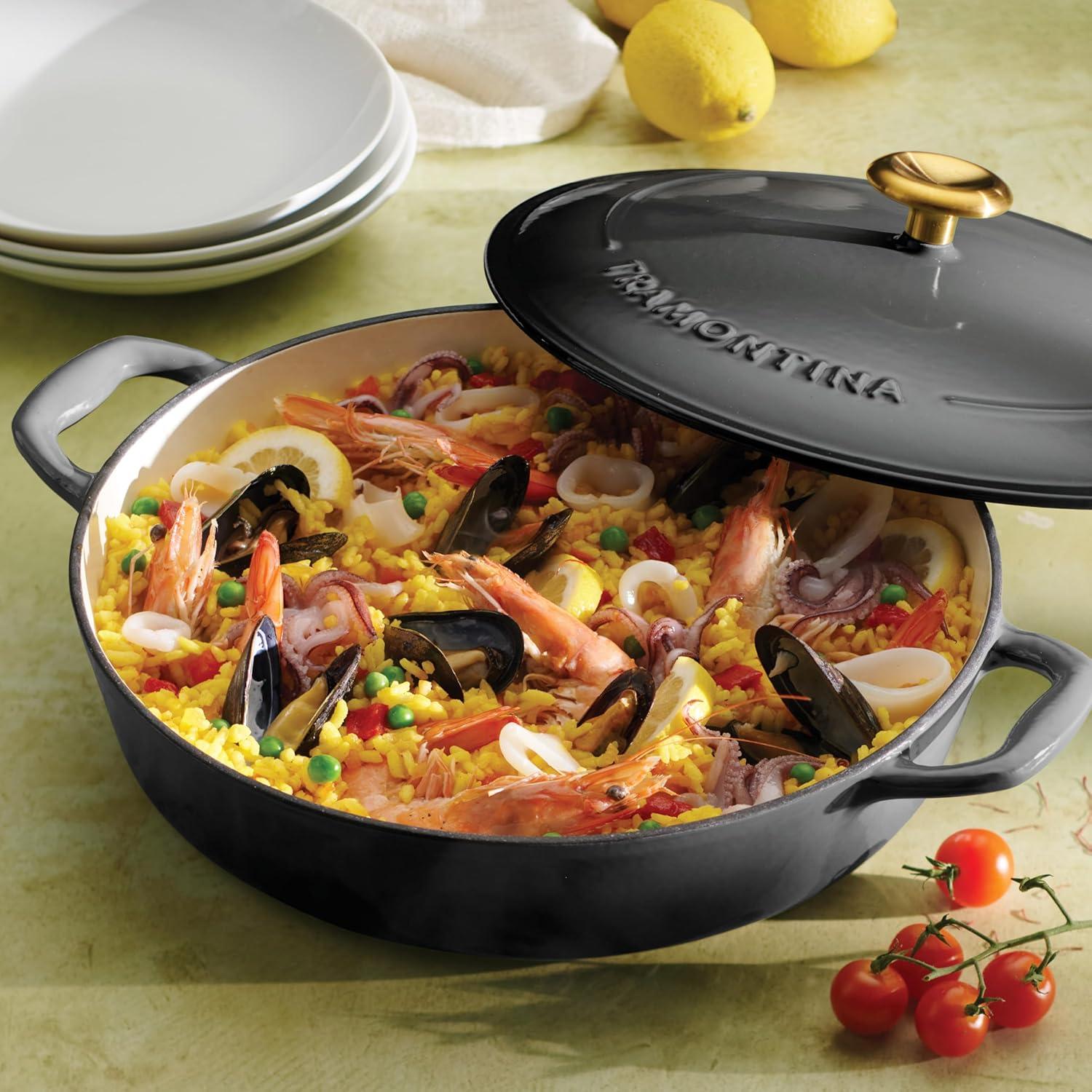 image:imageTramontina Bestow Enameled Cast Iron Dutch Oven Pot with Lid Round 55quart Medium BlueSmoke