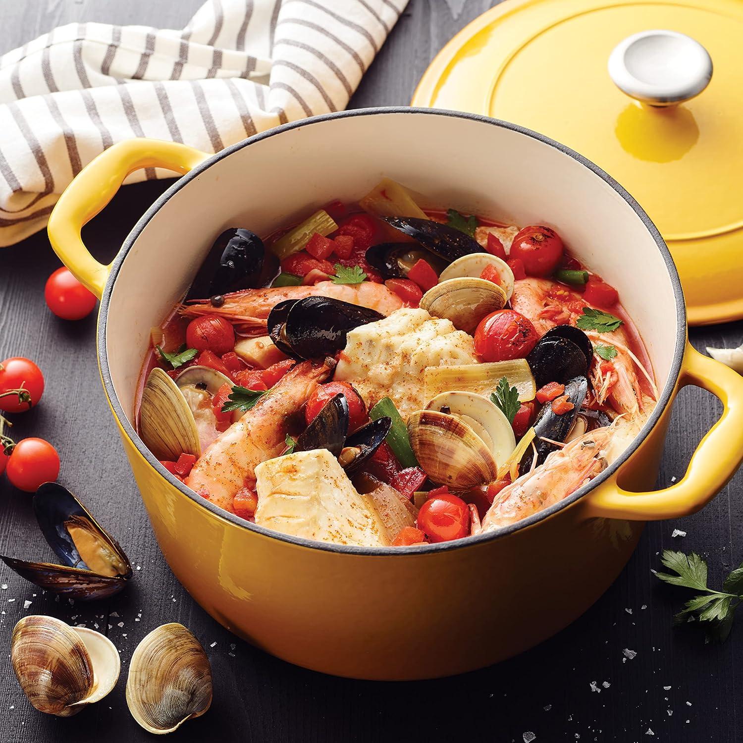 image:imageTramontina Bestow Enameled Cast Iron Dutch Oven Pot with Lid Round 55quart Medium BlueSunrise